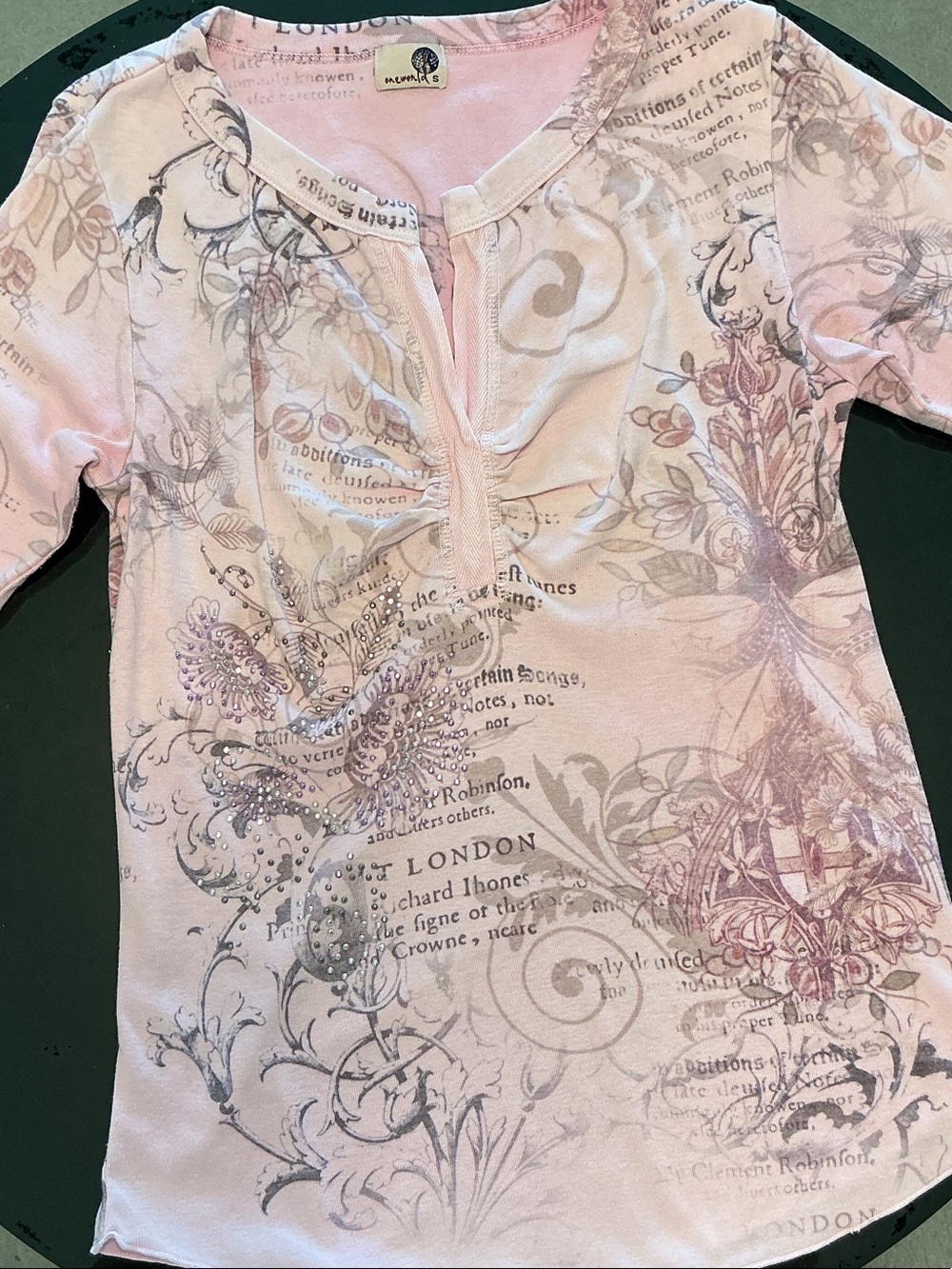One World Pink Sparkle Top Sz S